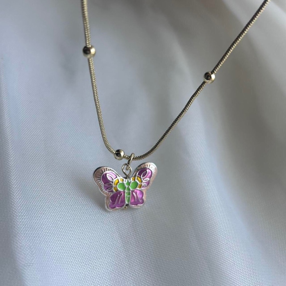 Pink Y2K butterfly necklace